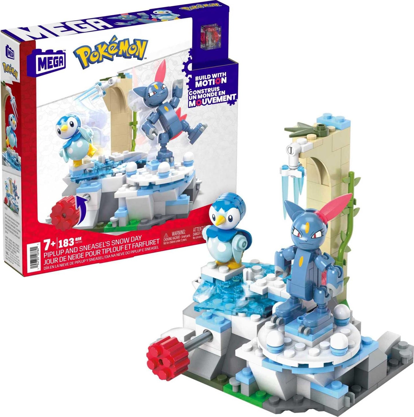 MEGA Pokémon Building Toys Set, Piplup and Sneasel’s Snow Day with 183 Pieces, 2 Poseable Characters and Motion, for Kids