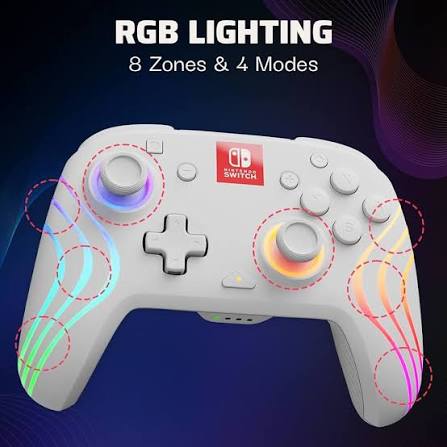Turtle Beach Afterglow Wave Wireless RGB Gaming Controller - Officially Licensed for Nintendo Switch 2, Nintendo Switch/Switch Lite/OLED - TMR Thumbsticks, Customizable Lighting – White