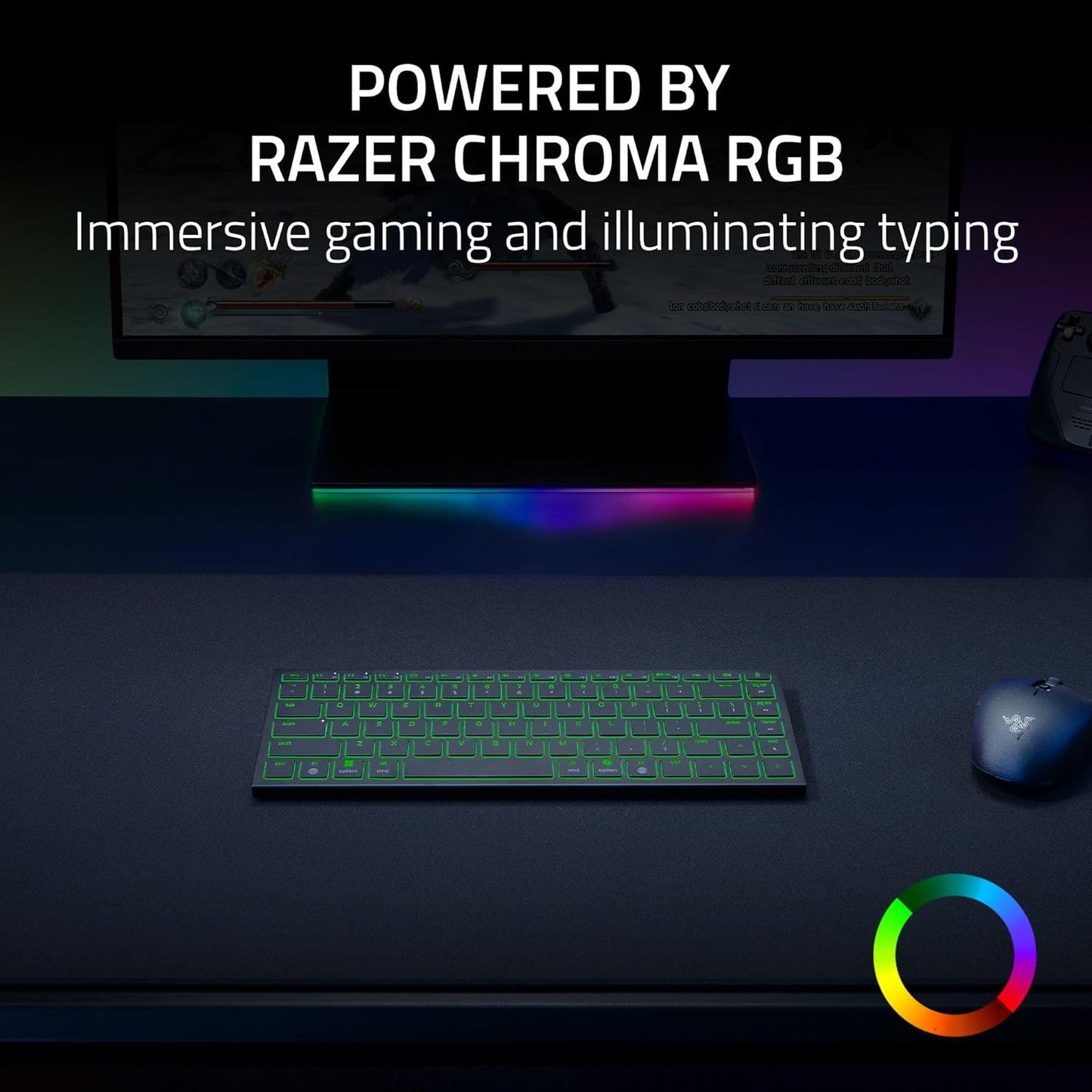 Razer Joro Portable Wireless Gaming Keyboard: Thin, Light, Compact - Chroma RGB - Low Profile Switches - Bluetooth - Long Battery Life - Snap Tap - For PC & Mac Laptops, Steam Deck, Smartphone, Tablet