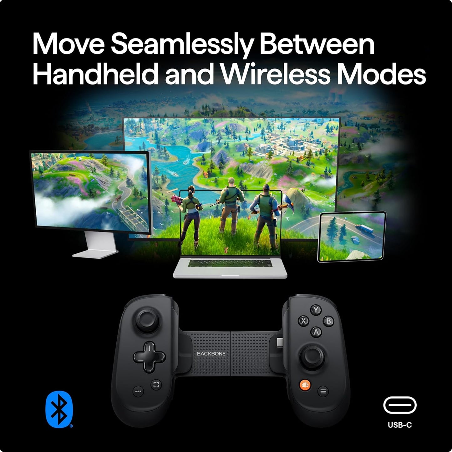 BACKBONE Pro Mobile Gaming Controller for iPhone 15/16 Series+ and Android, USB-C & Bluetooth, Play Anywhere on Any Screen, Premium Quality & Pro-Level Comfort, Android & iPhone Game Controller