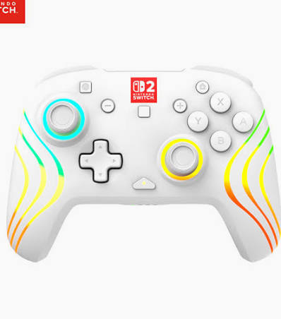 Turtle Beach Afterglow Wave Wireless RGB Gaming Controller - Officially Licensed for Nintendo Switch 2, Nintendo Switch/Switch Lite/OLED - TMR Thumbsticks, Customizable Lighting – White