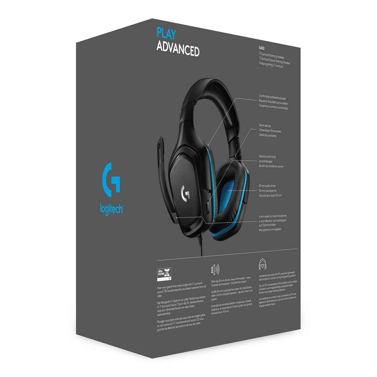 Logitech G432 Wired Gaming Headset (Black)