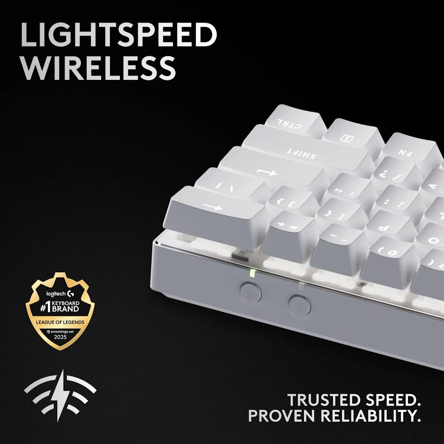 Logitech PRO X 60 LIGHTSPEED Wireless Backlit Mechanical GX Optical Tactile Gaming Keyboard - White